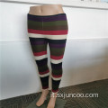 Leggings in spandex da donna a righe orizzontali spesse per interni